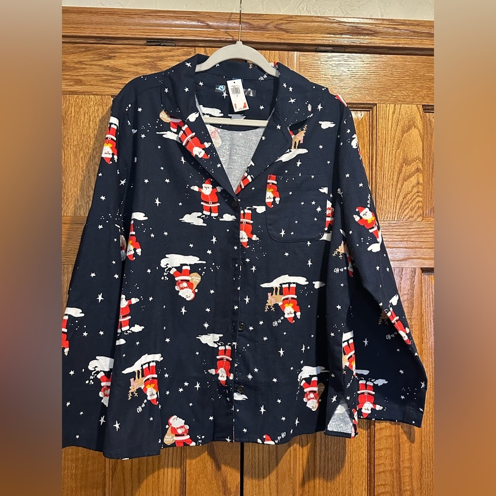 Old Navy Santa Flannel Pajama Top Size 2X